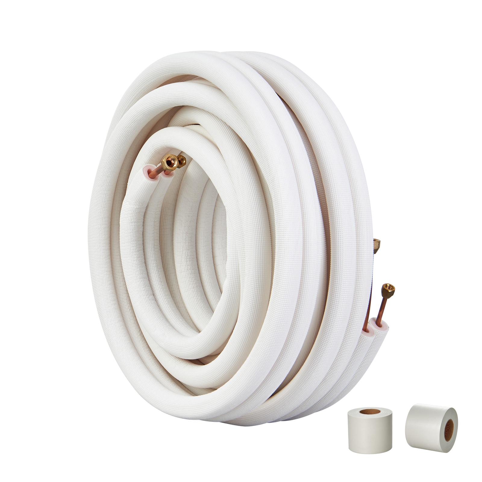 50FT Mini Split Line Set, 1/4" & 3/8" O.D Copper Pipes Tubing and Triple-Layer Insulation, for Mini Split Air Conditioning Refrigerant or Heating Pump Equipment & HVAC with Wrapping Strips.